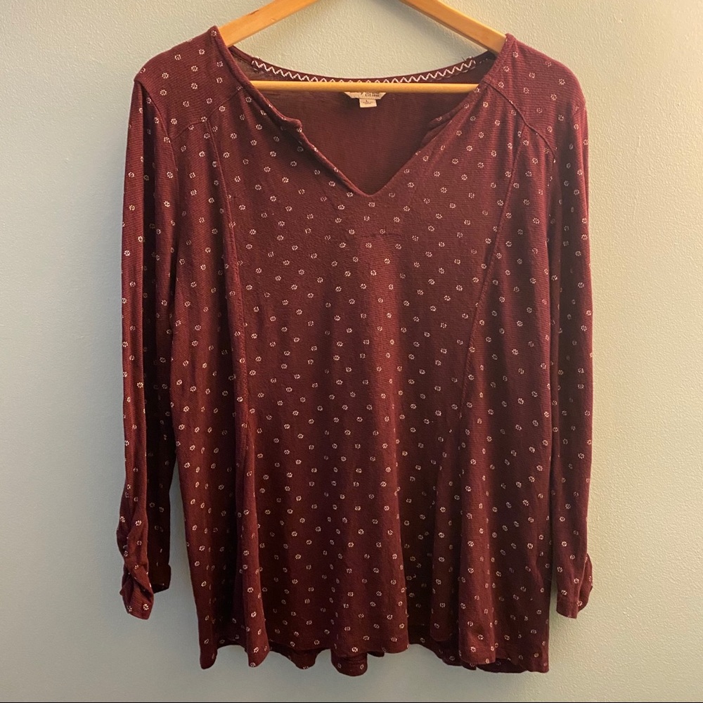 Lucky Brand Burgundy Long Sleeve Shirt